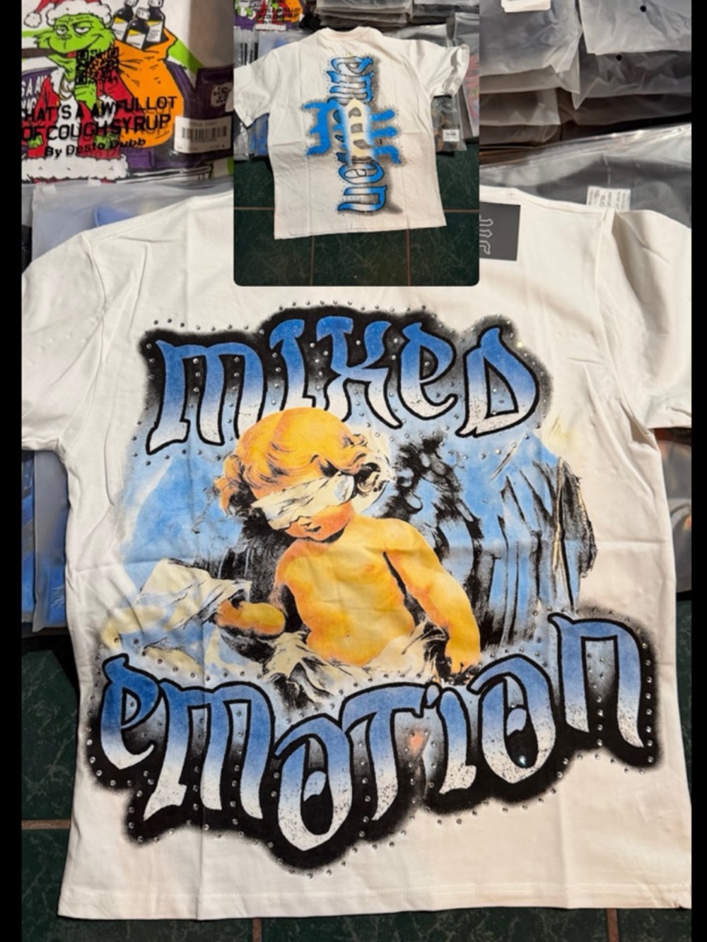 White 'Mixed Emotion' Short Sleeve Graphic Tee